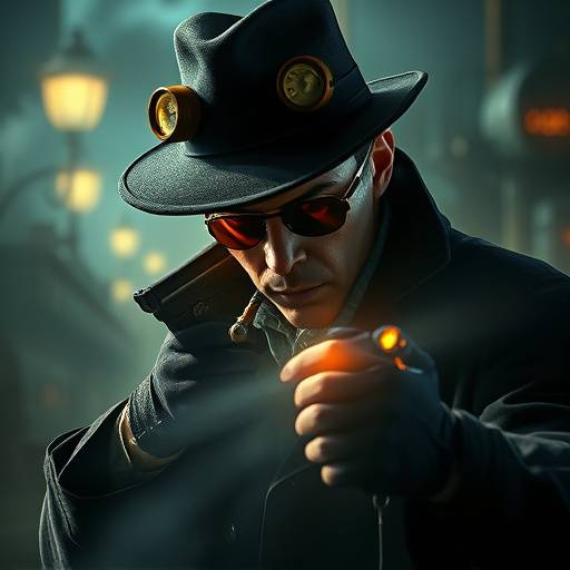 Poster for 'The Clockwork Detective', a steampunk mystery series
